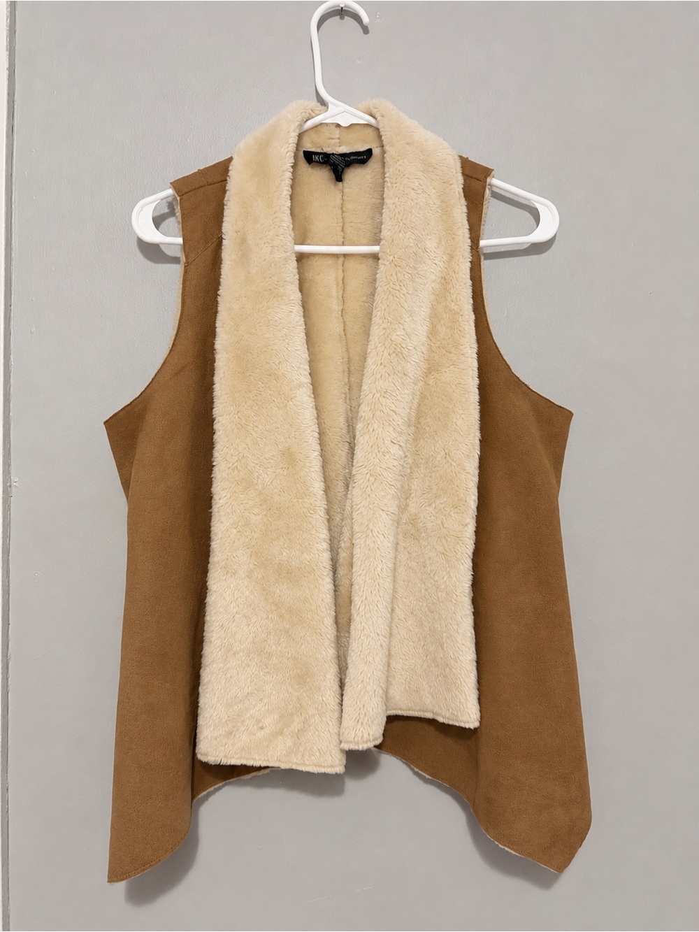 INC International Concepts Women's Brown & Cream Sherpa Vest